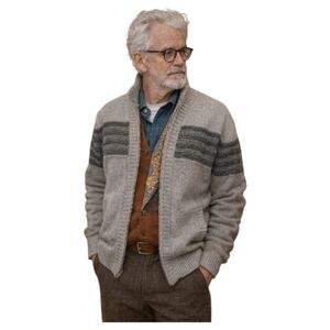 Davis & shire sherpa fleece lined zip up gray black cardigan sweater small